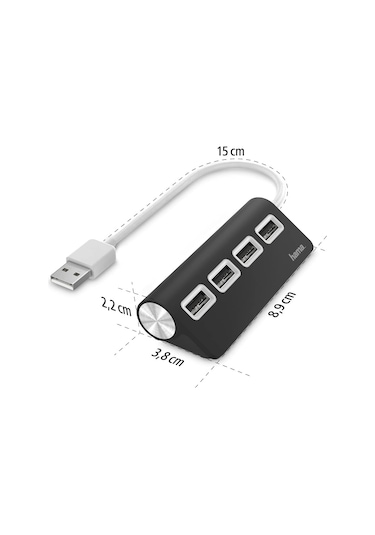 Usb Hub, 4 Ports, Usb 2.0, 480 Mbit/s, Siyah