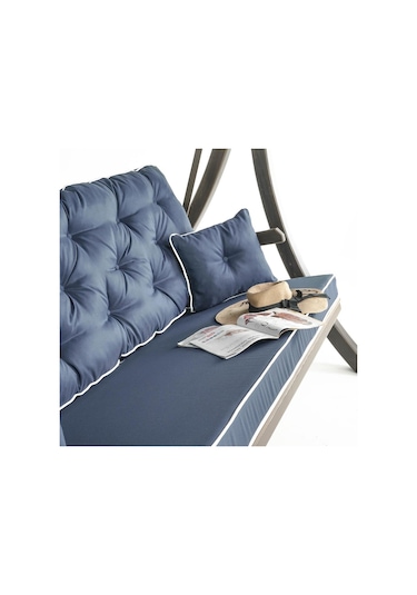 Comforte Ladin Ahşap Salıncak Dış Mekan Bahçe, Teras Salıncağı -lacivert Lacivert