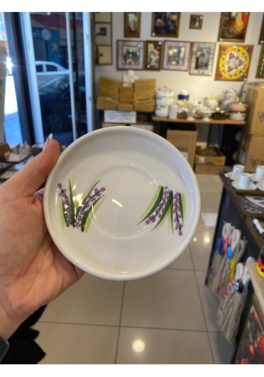 Seramik El Yapımı Fincan Takımı 2'li Set Lavanta Desenli Beyaz - Mor