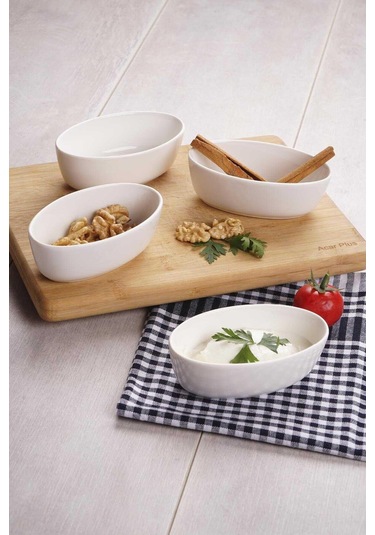 ACAR BİANCA PERLA 6'LI OVAL PORSELEN SUNUM SOSLUK - 12X3.7 CM