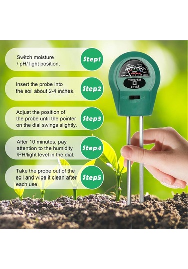 Wellhise 3'ü 1 Arada Nem Işık Toprak Ph Test Cihazı