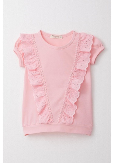 Breeze Kız Çocuk Tişört Güpürlü 1.5-5 Yaş, Pembe Pembe