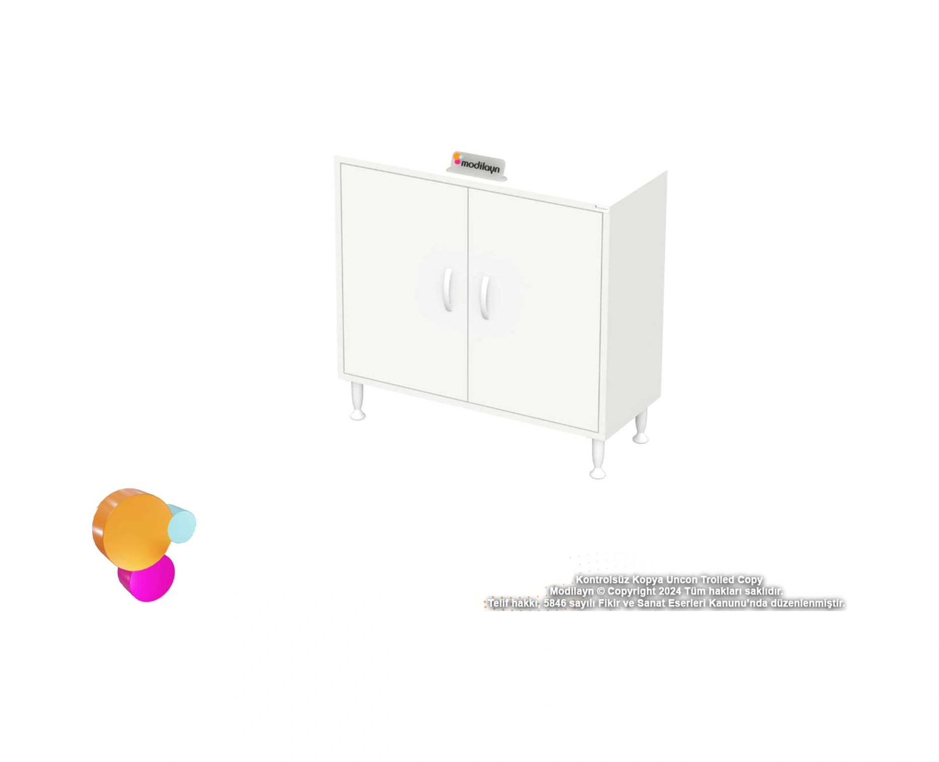 Efil Dolap Dar Alanlar İçin Çok Amaçlı Dolap 2 Kapaklı 3 Göz Raf Dolap 70x75x32,5 Cm Beyaz