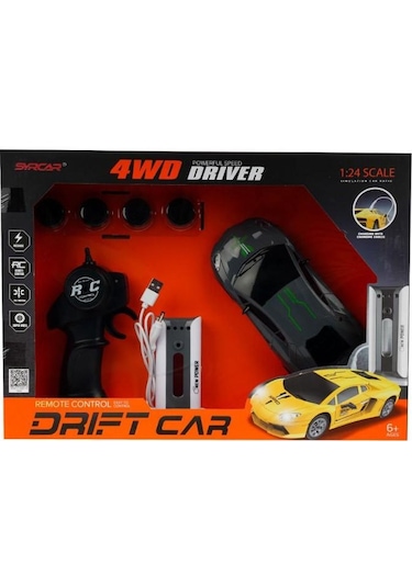 1:24 Uzaktan Kumandalı Sport Drift Car Gri - Sarı Çok Renkli