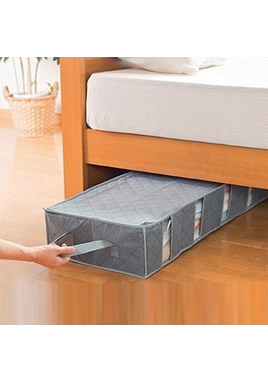 Novahub Gri Dokunmamış Saklama Çantası Battaniye Saklama Çantası İskandinav Nevresim Çantası Yatak Altında Saklama Kutusu T-shirt Organizatör Gri Gri