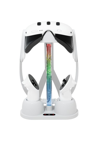 Ankatek Meta Quest 3 Vr Gözlük İçin Soğuk Rgb Işıklı Beyaz Şarj Tabanı Depolama Braketi