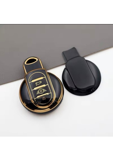 Mini Cooper R57 Siyah-gold Anahtar Kılıfı
