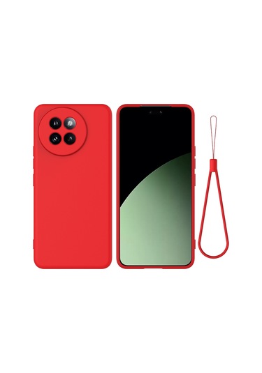 Xiaomi 14 Civi / Civi 4 Pro İçin Düz Renk Sıvı Silikon Damlamaz Tam Kapsama Telefon Kılıfı Kırmızı