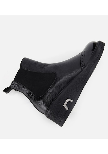 Hotiç Kadın Deri Siyah Streç Dolgu Topuklu Bilekte Chealse Bot 01boh313380a100 01boh313380a100 Siyah