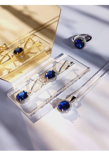 Gümüş Tanzanit Taşlı Vintage Tasarım Damla Kadın Set4