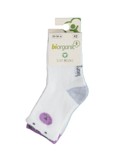 Bibaby Biorganic Cute Bear 2'li Çorap 68378 Lila 001