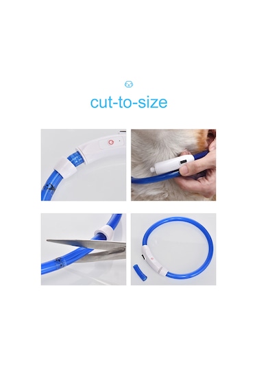 Geekyou M Boyut 35cm Mavi Usb Şarjlı Led Işıklı Köpek Kolyesi - Pvc Malzeme, 3 Işık Modu, Su Geçirmez, Gece Yürüyüşü Güvenliği