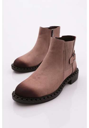 Dgn 042 Kadin Yani Tokali Klasik Bot 042-2495-R1908 Vizon Nubuk