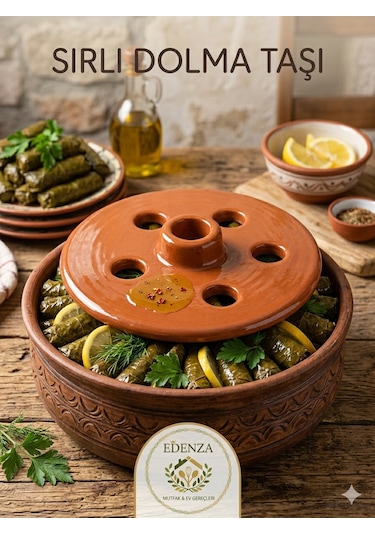 Güveç Dolma Sarma Taşı Kapağı Sırlı Çömlek 18 Cm Çok Renkli