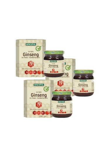 Aksu Vital Gold N 13.000 MG Ginseng Arı Sütü Arı Poleni Ham Bal Karışımı 3 x 220 G