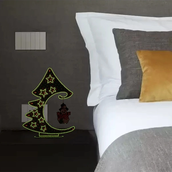 Fortunelane 5d Elmas Boyama Diye Noel Ağacı Dekoru, 29x22cm, Işıkla Parlayan Kenar, Masa Süsü