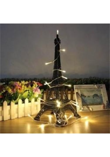 CajuArt Dekoratif 5 Metre Günışığı Sarı Renk Pilli Şeffaf İp Led Lamba