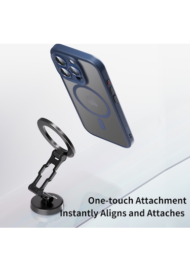 Rock Apple Uyumlu iPhone 16 Pro Anti-drop Lens Korumalı Magsafe Kılıf Titanium Mavi