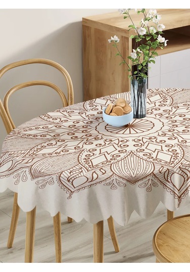 Joyarty Oval Masa İçin Çiçek Desenli Peçete 140 110 Cm 421836233 Beyaz