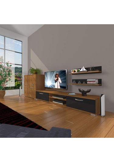 Decoraktiv Eko On Mdf Dvd Tv Ünitesi Tv Sehpası Ceviz - Siyah