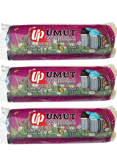 Umut 2 Kat Endüstriyel Jumbo Çöp Torbası Poşeti  Siyah 600 G 3 x 10'lu 80 x 110 CM