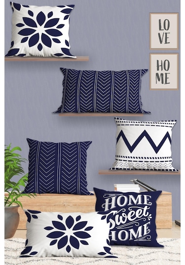 Belle Benoit Baskılı Dikdörtgen 6'lı Koltuk Kırlent Kılıfı Dese28