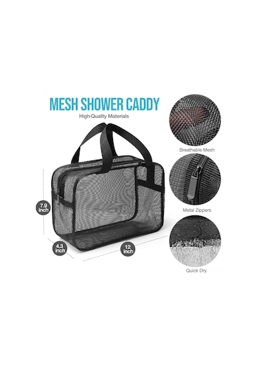 Yaozixa Büyük Boy Siyah Taşınabilir Duş Ve Spor Gereçleri Çantası - Kişisel Bakım, Yurt Odası, Spor Salonu İçin Düzenleyici Çanta Siyah