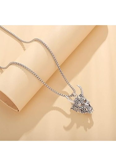 Şeytan Maskesi Korku Paslanmaz Çelik A Plus Kalite Kolye Ve Zinci Çok Renkli