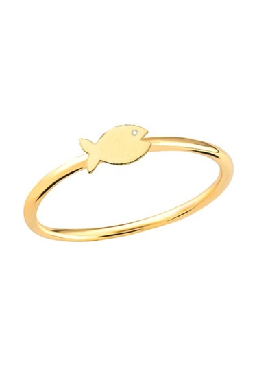 14 Ayar Altın Minimal Balık Yüzük