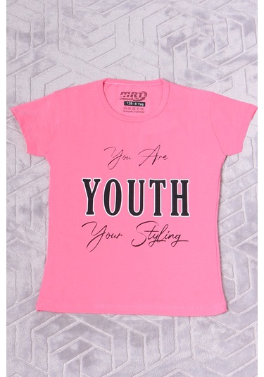 Hçm Kız Çocuk Tshirt Youth Baskılı Bisiklet Yaka C39 Gri