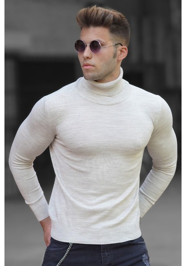 Madmext Madmext Bej Balıkçı Yaka Kazak 4656-bej Bej