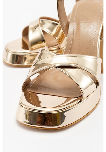 Luvishoes Lello Altın Kadın Topuklu Ayakkabı Altın