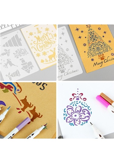 Novahub B5 Boyama Şablonu Seti: 12 Desen İle Beyaz Yaratıcı El Sanatları & Fotoğraf Albüm Tasarımı Beyaz