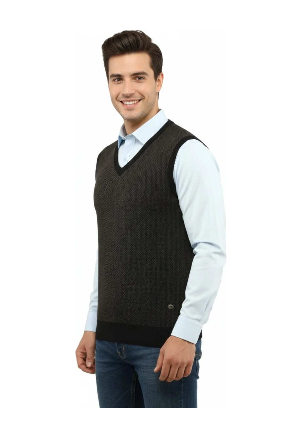 Erkek V Yaka Süveter Çelik Örgü Regular Kalıp 5206h Bgl-st04841 Siyah