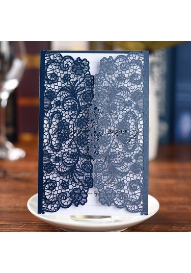 Springsun "10 Adet İnci Kağıdından Zarif Çiçek Desenli Davetiye Kartları - Düğün, Doğum Günü, Yıldönümü İçin" XL