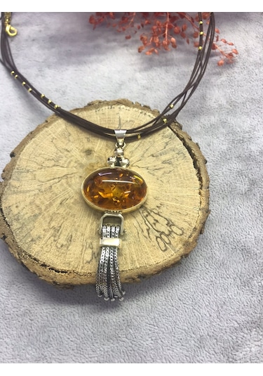 Kehribar Taşı Gümüş Set 925 Ayar