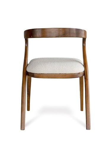 Akrep Beyaz Kumaş Ceviz Ahşap Sandalye