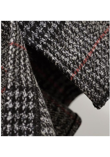 Sonbahar Ve Kış Kadın Etek Yüksek Bel A-line Etek Vintage Ekose Elastik Bel Yün Ekose Etek Haki