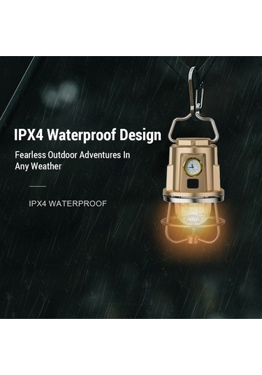 Padalink "taşınabilir Şarjlı Led Kamp Feneri - Su Geçirmez, Ayarlanabilir Parlaklık, Type-c Şarj" Altın