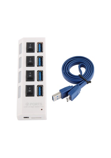 Sones 4 Portlu Usb 3.0 Hub, Süper Hızlı 5 Gbps, Tak Ve Çalıştır, 1 Tb Destek Beyaz