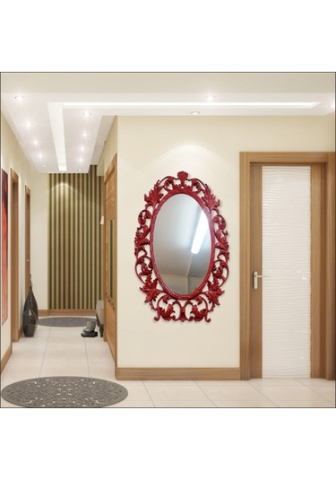 103Cm İşlemeli Desenli Büyük Kapı Yanı Salon Rustik Boy Aynası