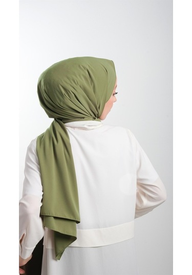 Olive Düz Klasik Şal Medine Ipeği Sade 202103_53