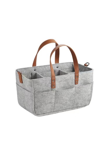 Vkemall Küçük Boy Koyu Gri Felt Materyal Bebek Malzemeleri Saklama Çantası - Büyük Kapasiteli, Taşınabilir, Yeniden Kullanılabilir Koyu Gri