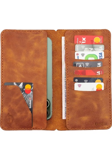 Twingold İsme Özel Dikey Uzun Cüzdan - %100 Rainbow Deri - A010007 - Camel Camel