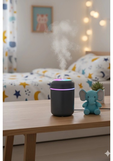 Siyah H2o Usb Renkli Mini Hava Nemlendirici Led Işıklı 350ml Taşınabilir Oda Ve Ofis Difüzörü