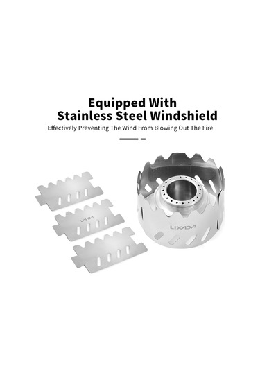 Yifomall Kamp Ve Bisiklet Turları İçin 100ml Alüminyum Alkol Ocağı + 3 Parça Paslanmaz Çelik Rüzgar Engelleyici Beyaz Kutulu Gümüş