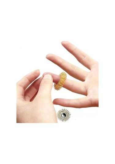 Altın Ve Gümüş Renk 2 Adet Batmayan İğneli Reiki Sujok Yüzüğü Masaj Esnek Yaylı Akupunktur Yüzük Altın - Gümüş