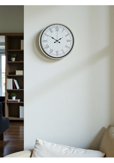 36 Cm Krem Dekoratif Duvar Saati