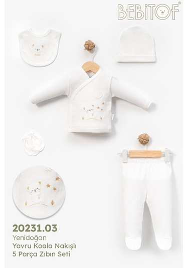 Bebitof %100 Pamuk Sevimli Yavru Koala Desenli 5 Parça Yenidoğan Hastane Çıkışı Zıbın Seti Bbtf.ekr.20231 Ekru Bebitof %100 Pamuk Sevimli Yavru Koala Desenli 5 Parça Yenidoğan Hastane Çıkışı Zıbın Seti Bbtf.ekr.20231 Ekru