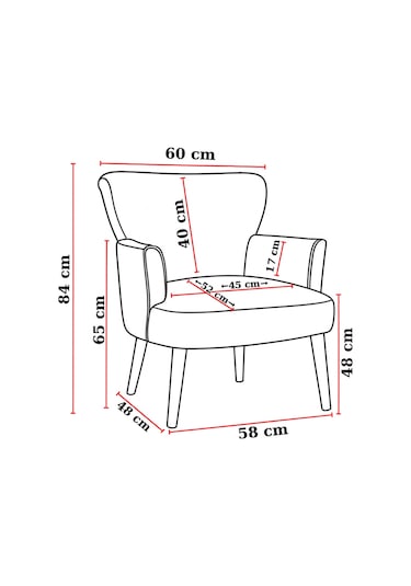 Roma Berjer - Modern Tekli Koltuk - Deri Kumaş - Siyah